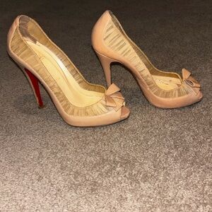 Christian Louboutin Nude Peep-Toe Heels